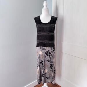 Gudrun Sjoden Mix Print Sleeveless Midi Dress Knee-Length Stripe Printed Fabric